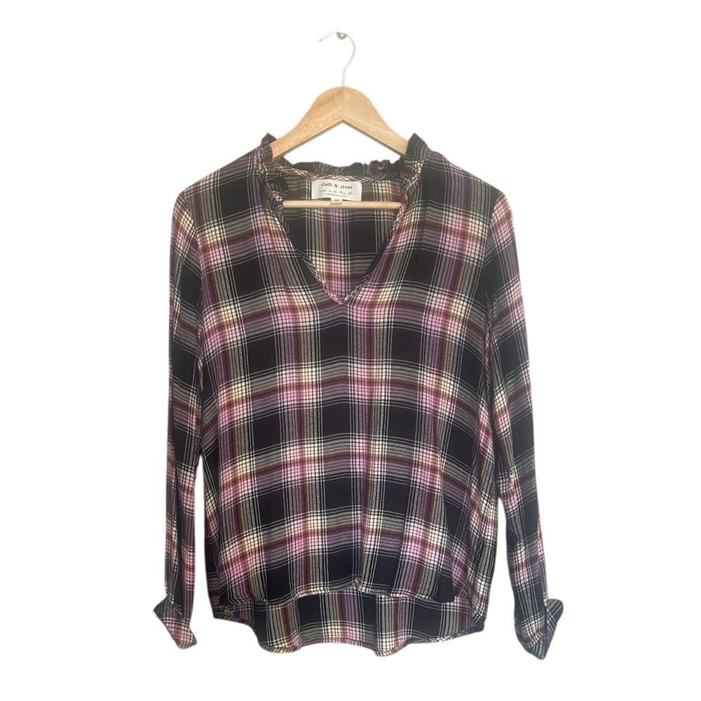 Anthropologie Cloth & Stone Multicolor Plaid Top